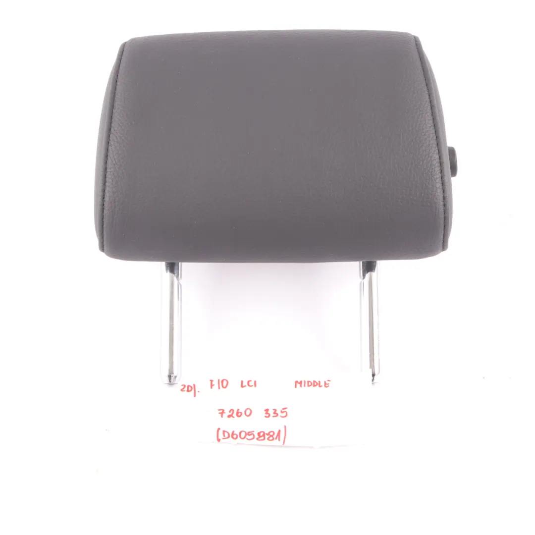 Headrest Rear Middle Centre Leather Dakota Black to BMW F10 F11 Seat with Part number 7260335 BMW F10 F11 Seat Headrest Rear Middle Centre Leather Dakota Black - SKU 7260335 - Part number 7260335