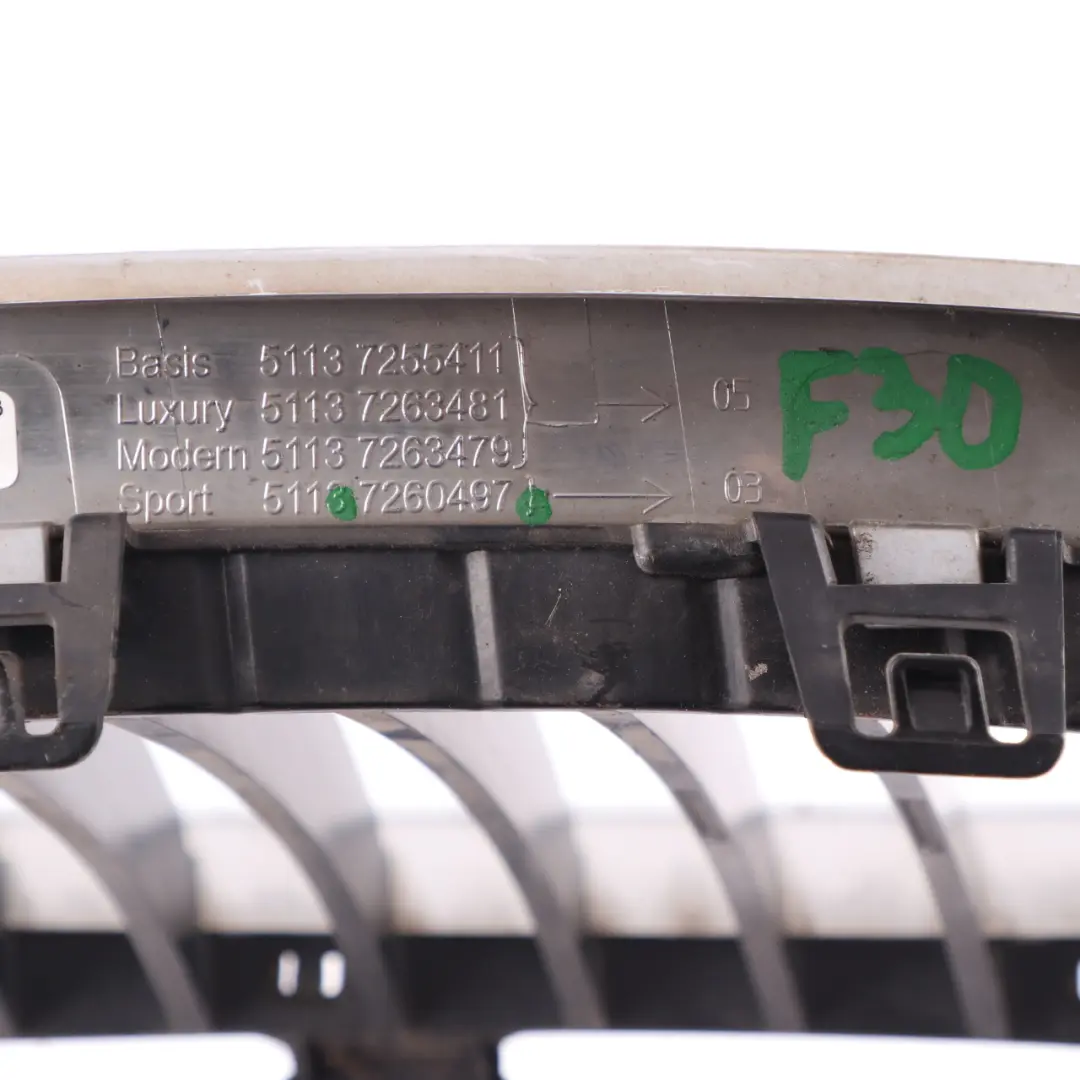  Parrilla Delantera BMW F30 F31 Paragolpes Marco Riñonera Izquierda Sport Cromo - SKU 7260497 - Número de pieza 7260497