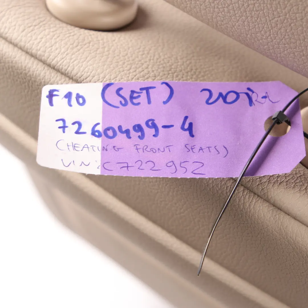 Leather Seats BMW F10 Saloon Heated Interior Leather Oyster Lumbar to with Part number 7260499 Leather Seats BMW F10 Saloon Heated Interior Leather Oyster Lumbar - SKU 7260499-1 - Part number 7260499