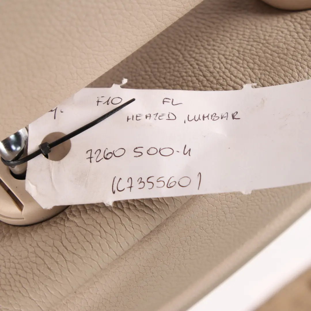 Fotel Siedzenie Lewy Przód Przedni Grzany Skóra Oyster do BMW F10 F11 o numerze 7260500 BMW F10 F11 Fotel Siedzenie Lewy Przód Przedni Grzany Skóra Oyster - SKU 7260500-4 - Numer Części 7260500