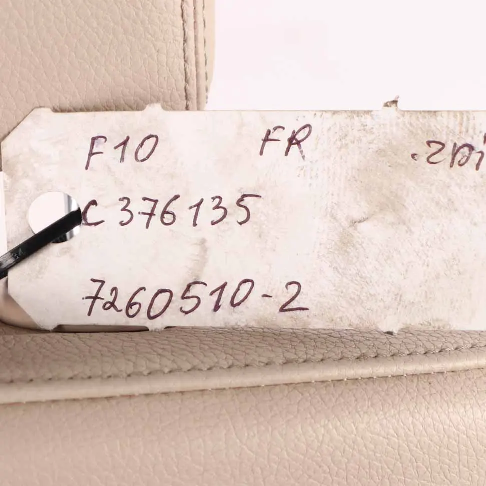 Front Seat BMW F10 M-Sport Heated Right O/S Leather Dakota Oyster Electric to with Part number 7260510 Front Seat BMW F10 M-Sport Heated Right O/S Leather Dakota Oyster Electric - SKU 7260510-2 - Part number 7260510