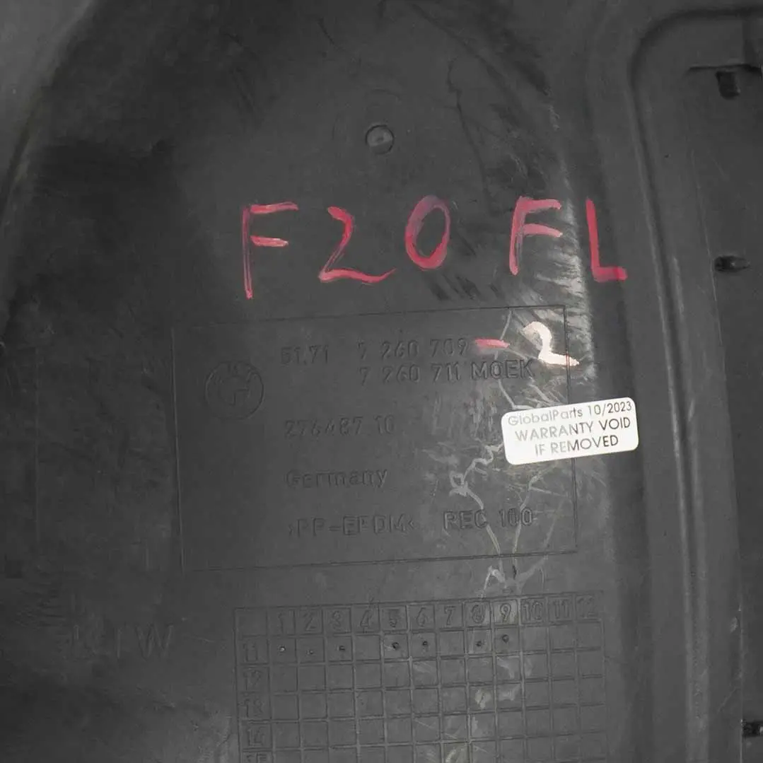 Enjoliveur de passage de roue Partie avant gauche pour BMW F20 F21 à propos du numéro de pièce 7260709 BMW F20 F21 Enjoliveur de passage de roue Partie avant gauche - SKU 7260709-2 - Numéro de pièce 7260709