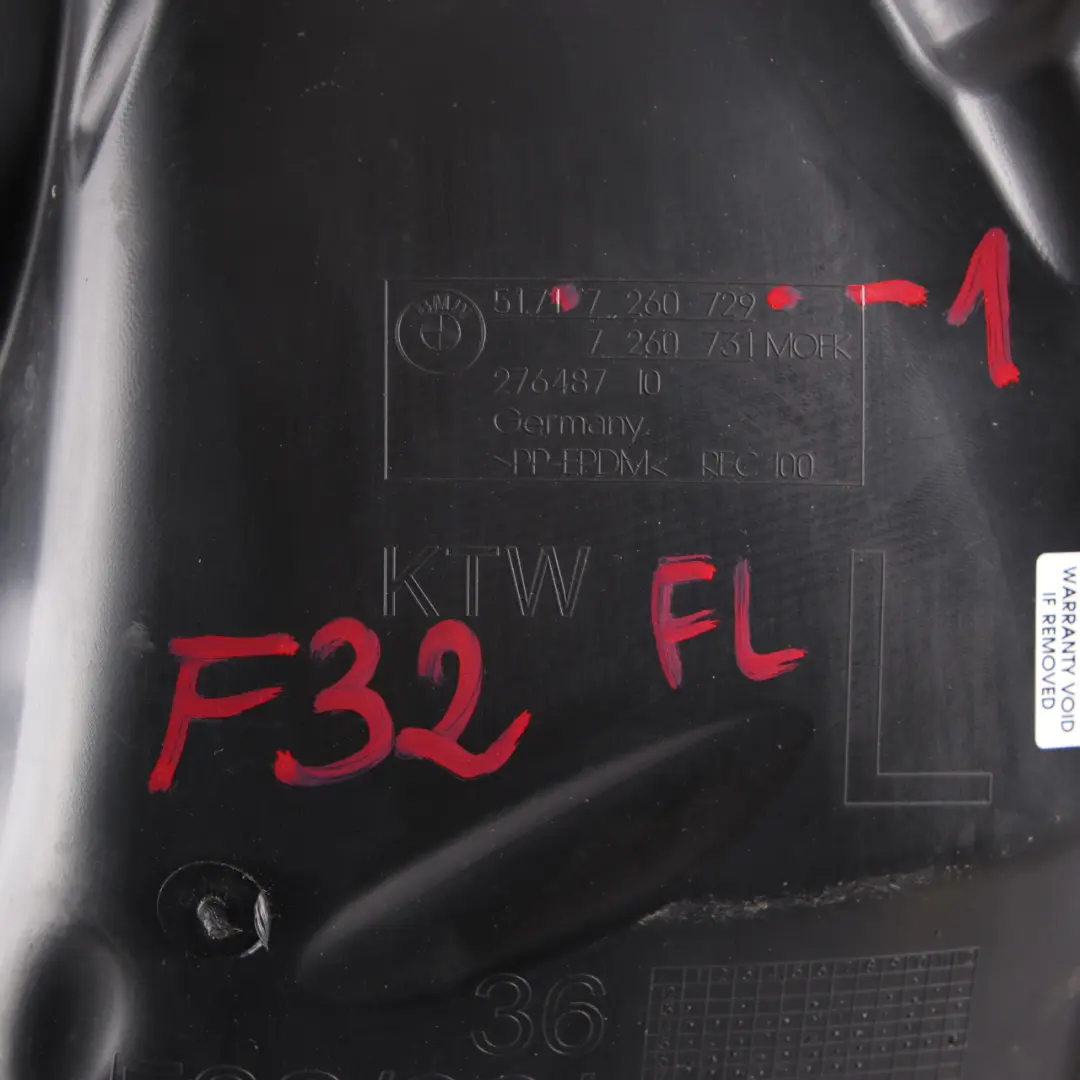 BMW F32 F33 Passage de roue avant gauche Boîtier de section avant - SKU 7260729-1 - Numéro de pièce 7260729