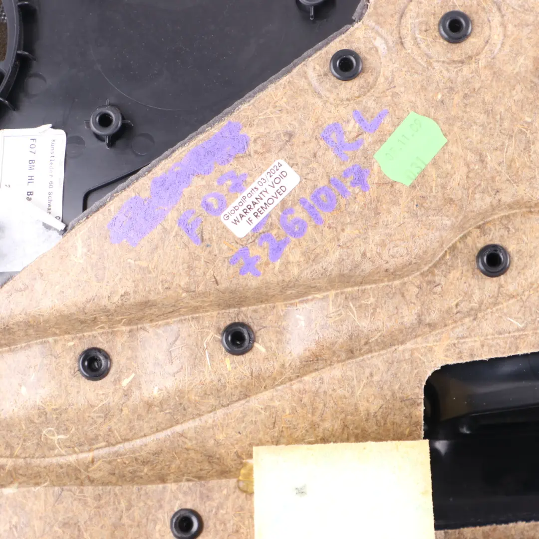 Door Card BMW F07 Rear Left N/S Door Lining Trim Leather Dakota Black to with Part number 7261017 Door Card BMW F07 Rear Left N/S Door Lining Trim Leather Dakota Black - SKU 7261017 - Part number 7261017
