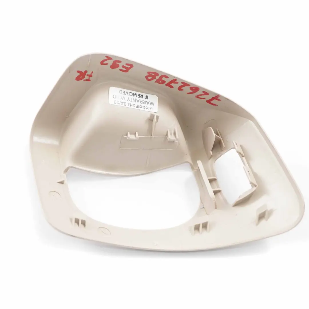 Liberar Ajuste Asiento Manija Cubierta Delantera Derecha Oyster 6977460 para BMW E92 con número de pieza 7262798 BMW E92 Liberar Ajuste Asiento Manija Cubierta Delantera Derecha Oyster 6977460 - SKU 7262798 - Número de pieza 7262798