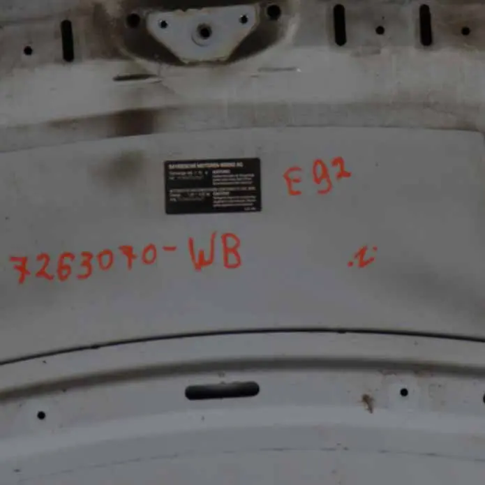 Hood Bonnet BMW E92 E93 LCI Front Lid Panel Bluewater Metallic - 896 to with Part number 41007263070 Hood Bonnet BMW E92 E93 LCI Front Lid Panel Bluewater Metallic - 896 - SKU 7263070-WB - Part number 41007263070