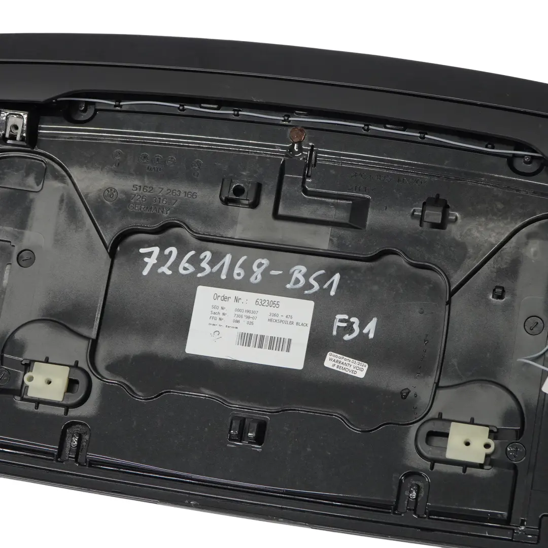 BMW F31 Spoiler Tylnej Klapy Czarny - SKU 7263168-BS1 - Numer Części 7263168