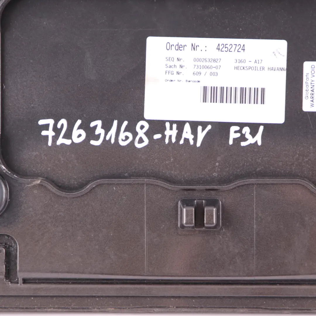 Boot Trunk Lid Tailgate Rear Spoiler Trim Havanna Mojave Metallic A17 to BMW 3 F31 with Part number 7263168 BMW 3 F31 Boot Trunk Lid Tailgate Rear Spoiler Trim Havanna Mojave Metallic A17 - SKU 7263168-HAV - Part number 7263168