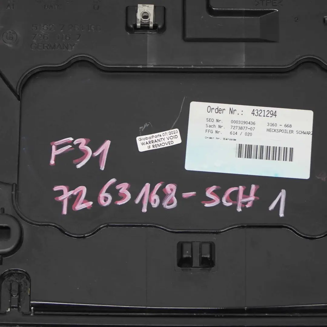 Spoiler posteriore Pannello posteriore Schwarz Nero 668 per BMW F31 Touring con numero di parte 7263168 BMW F31 Touring Spoiler posteriore Pannello posteriore Schwarz Nero 668 - SKU 7263168-SCH1 - Numero di parte 7263168