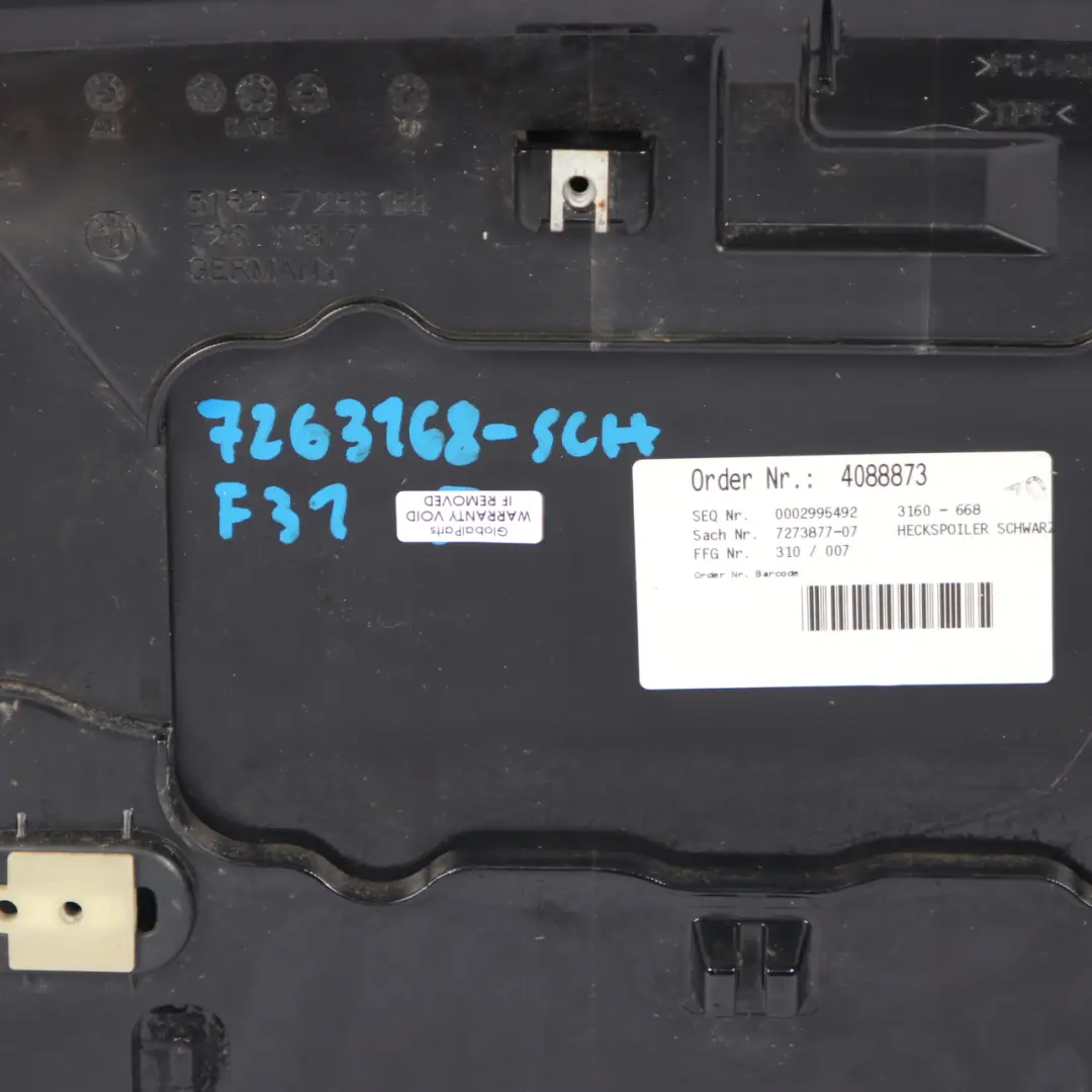 Spoiler Boot Lid Tailgate Trim Panel Schwarz 2 Black - 668 to BMW F31 Touring Rear with Part number 7263168 BMW F31 Touring Rear Spoiler Boot Lid Tailgate Trim Panel Schwarz 2 Black - 668 - SKU 7263168-SCH - Part number 7263168