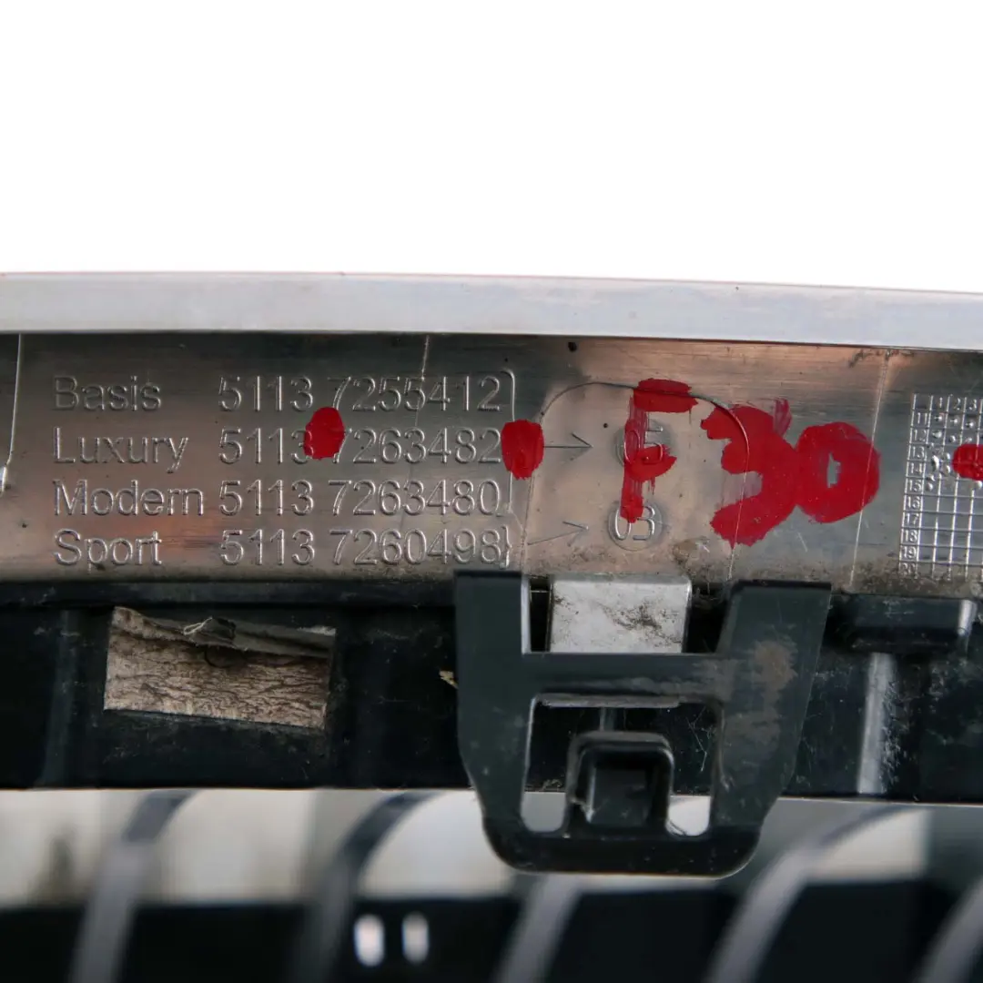 Grille Kidney BMW F30 F31 Front Bumper Frame Right O/S Luxury Chrome to with Part number 7263482 Grille Kidney BMW F30 F31 Front Bumper Frame Right O/S Luxury Chrome - SKU 7263482 - Part number 7263482