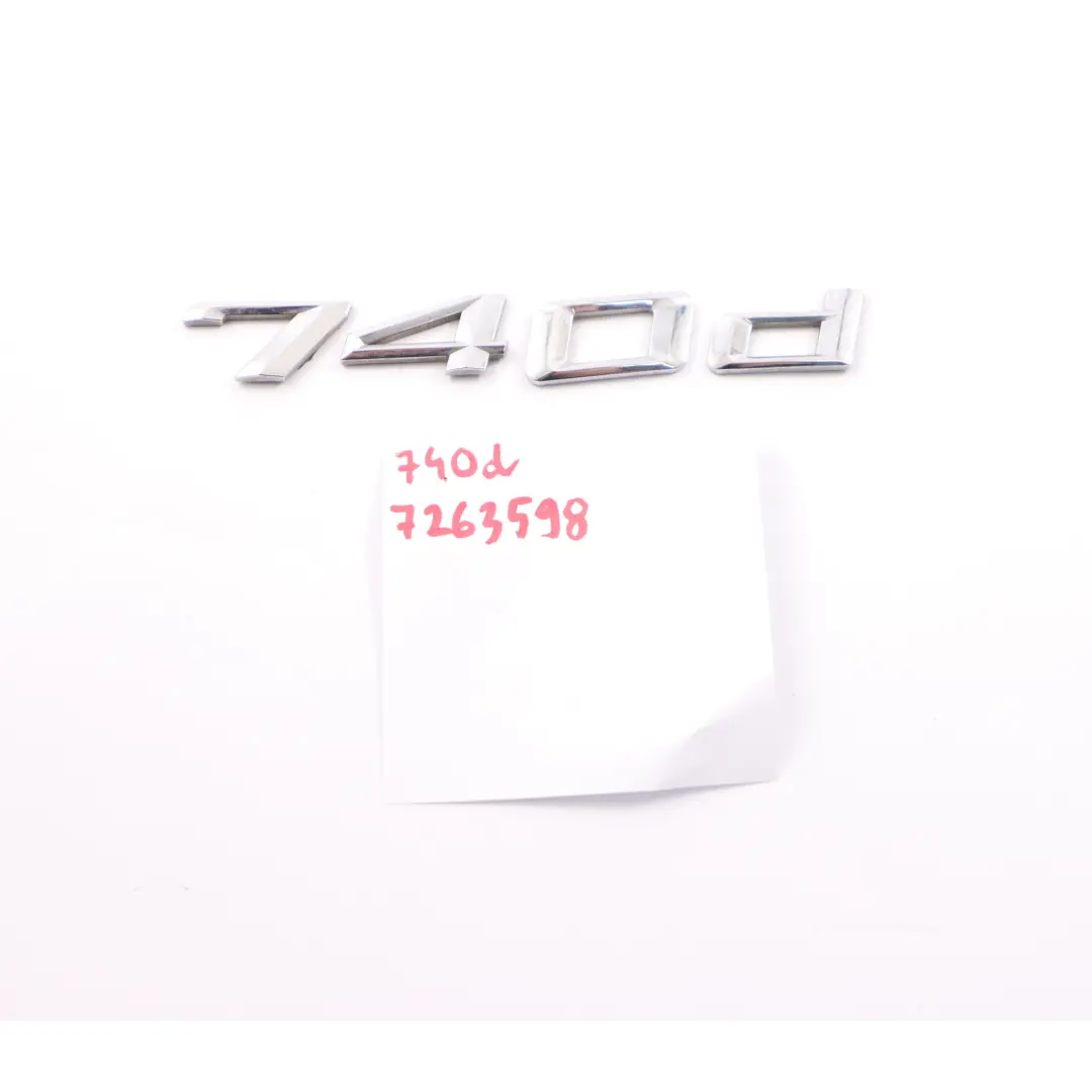 BMW F01 740d Trasero Adherido Lettering Emblema Insignia - SKU 7263598 - Número de pieza 7263598