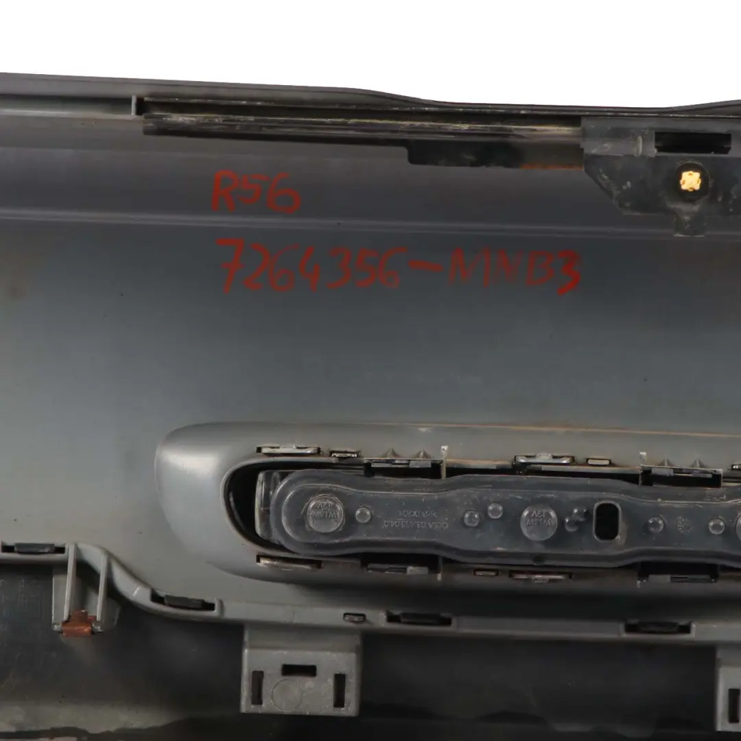 Bumper Trim Panel PDC R57 LCI R58 Midnight Black Metallic A94 to Mini R56 LCI Rear with Part number 7264356 Mini R56 LCI Rear Bumper Trim Panel PDC R57 LCI R58 Midnight Black Metallic A94 - SKU 7264356-MNB3 - Part number 7264356