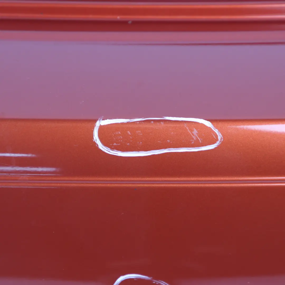 Bumper Trim Panel R57 LCI R58 Spice Orange Metallic - B23 to Mini R56 LCI Rear with Part number 7264356 Mini R56 LCI Rear Bumper Trim Panel R57 LCI R58 Spice Orange Metallic - B23 - SKU 7264356-SPICE - Part number 7264356