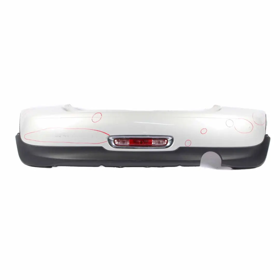 Bumper Trim Panel R57 LCI R58 White Silver Metallic - A62 to Mini R56 LCI Rear with Part number 7264356 Mini R56 LCI Rear Bumper Trim Panel R57 LCI R58 White Silver Metallic - A62 - SKU 7264356-WS - Part number 7264356