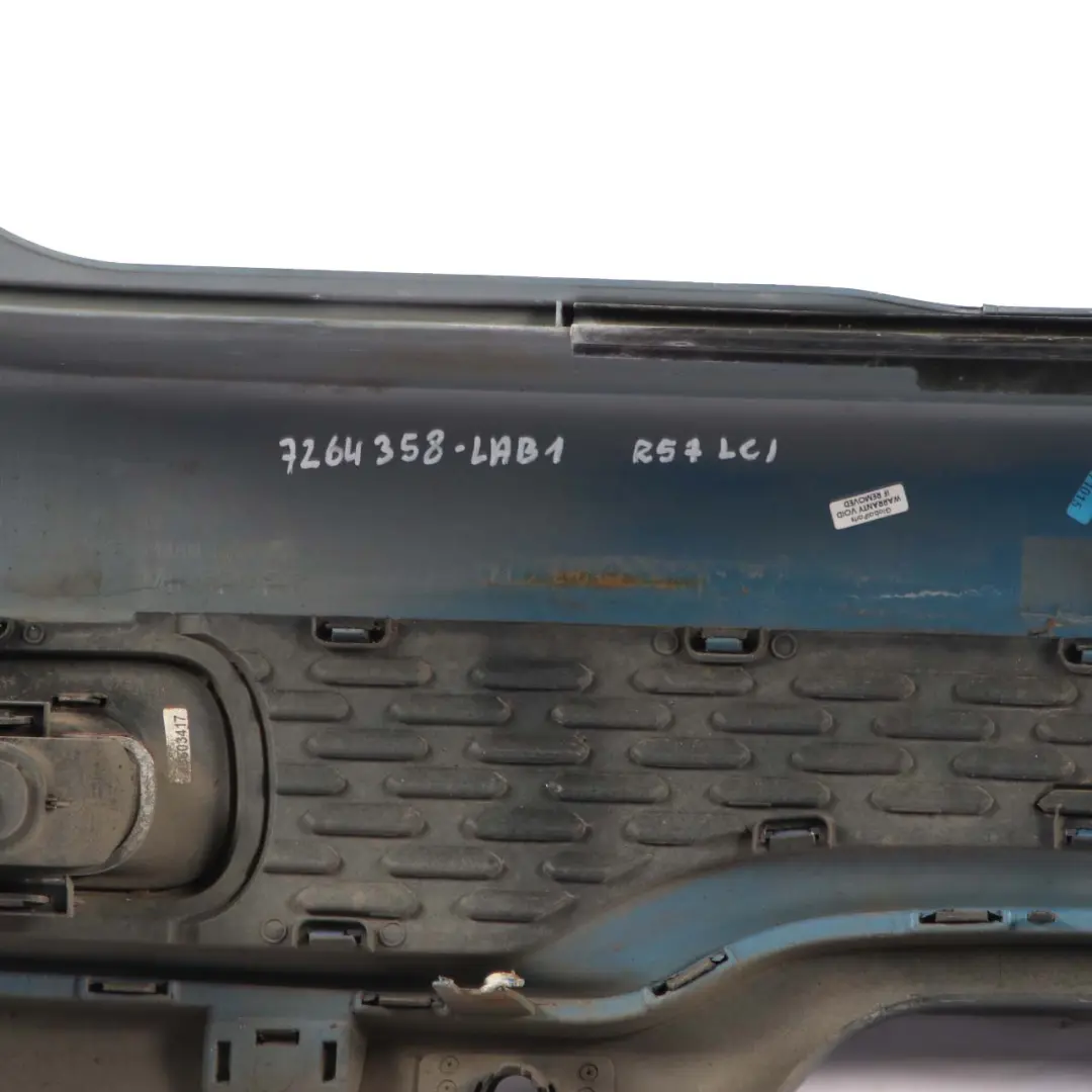 Bumper Cooper S PDC Trim Panel Laser Blue Metallic - A59 to Mini R56 R57 LCI Rear with Part number 7264358 Mini R56 R57 LCI Rear Bumper Cooper S PDC Trim Panel Laser Blue Metallic - A59 - SKU 7264358-LAB1 - Part number 7264358