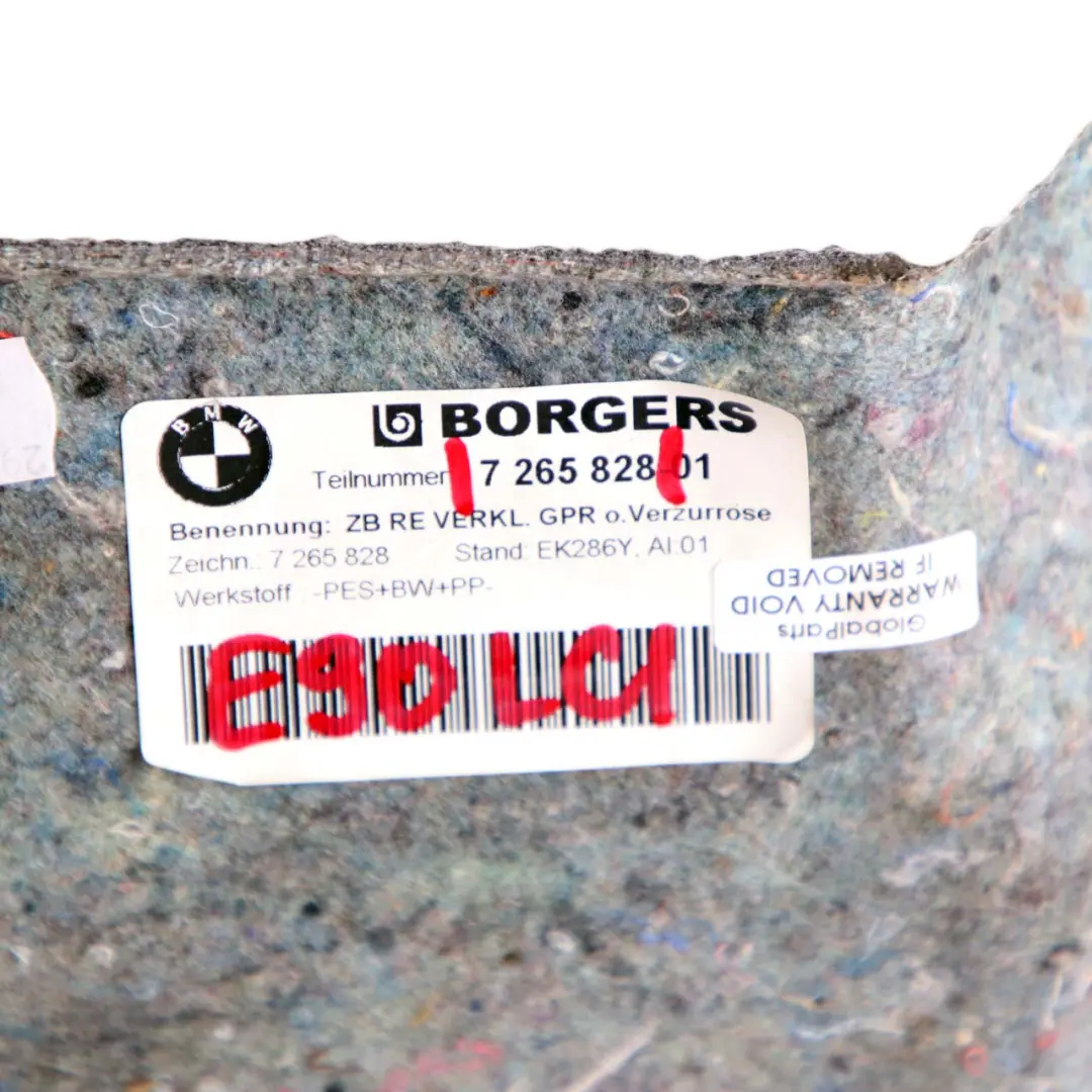 Coffre bagages Cache Panneau Latéral Droit Gris pour BMW E90 à propos du numéro de pièce 7265828 BMW E90 Coffre bagages Cache Panneau Latéral Droit Gris - SKU 7265828 - Numéro de pièce 7265828