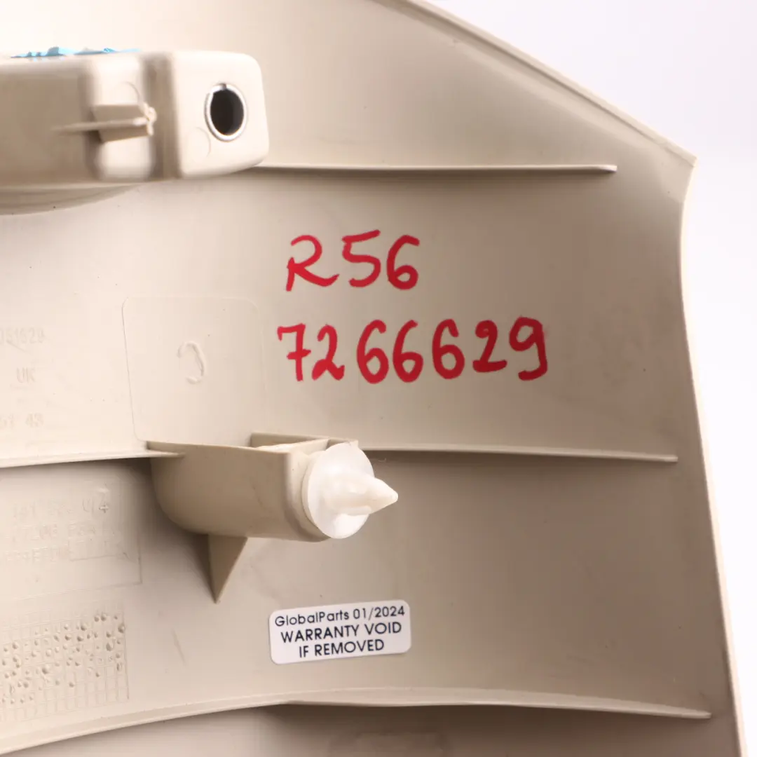 BMW MINI Cooper One R56 LCI Trim Cover Column C left N/S Light Beige - SKU 7266629 - Part number 7266629