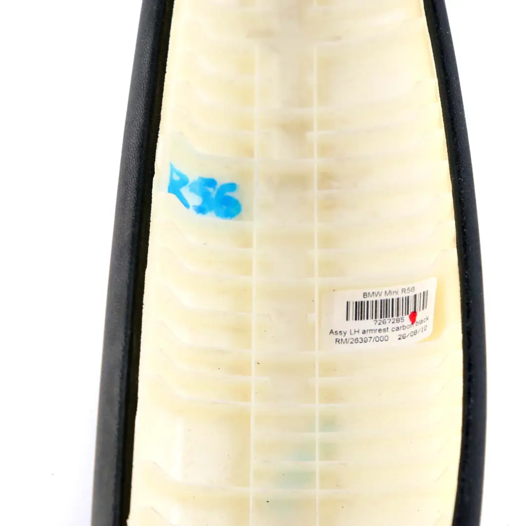 Apoyabrazos Puerta Tapa Panel Izquierdo Carbono Negro para MINI R55 R56 LCI con número de pieza 7267285 MINI R55 R56 LCI Apoyabrazos Puerta Tapa Panel Izquierdo Carbono Negro - SKU 7267285 - Número de pieza 7267285