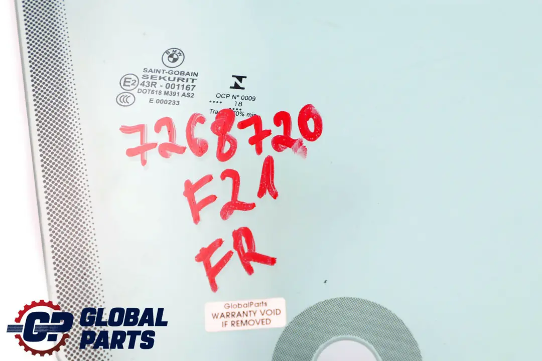 Vetro Della Portiera Anteriore Destro AS2 per BMW F21 F22 con numero di parte 7268720 BMW F21 F22 Vetro Della Portiera Anteriore Destro AS2 - SKU 7268720 - Numero di parte 7268720