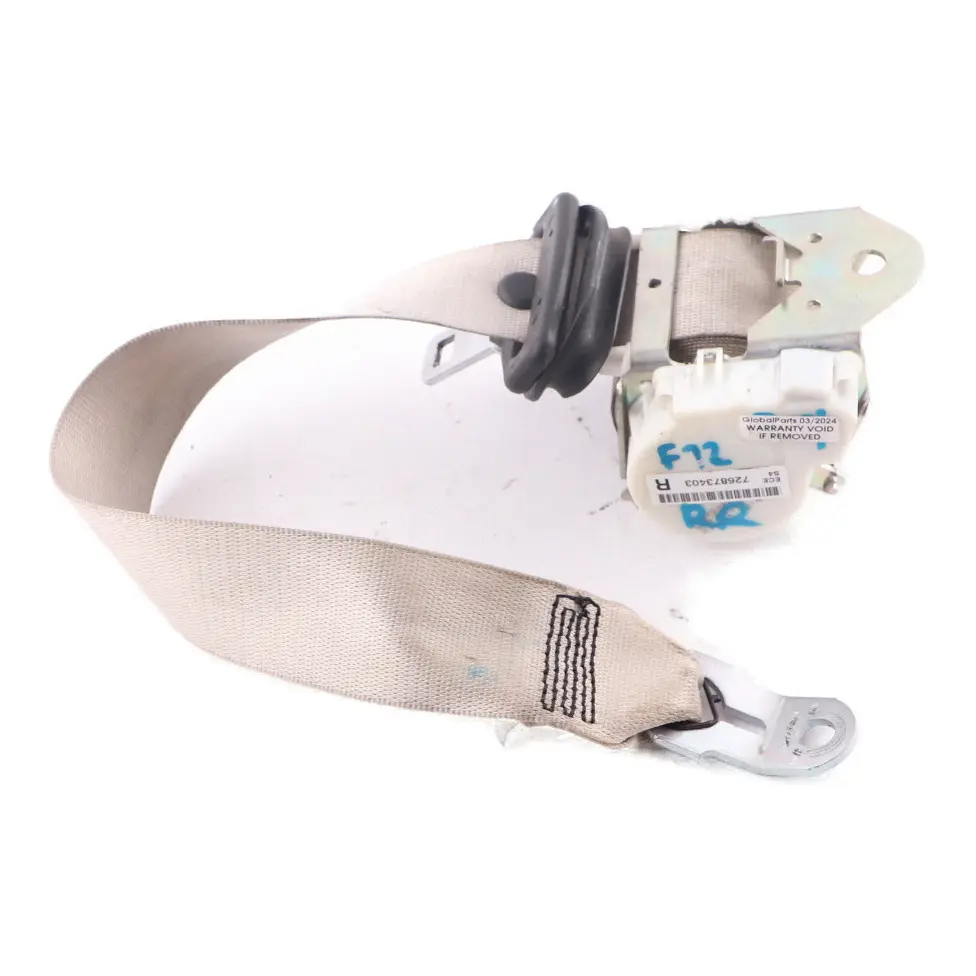 BMW F12 F13 Seat Belt Upper Rear Right O/S Seatbelt Ivory White - SKU 7268734 - Part number 7268734