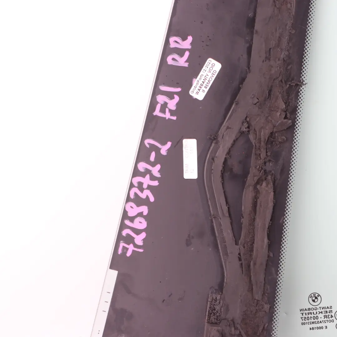 Side Window Glass Fixed Rear Right O/S Glazing Window to BMW F21 with Part number 7269372 BMW F21 Side Window Glass Fixed Rear Right O/S Glazing Window - SKU 7269372-2 - Part number 7269372