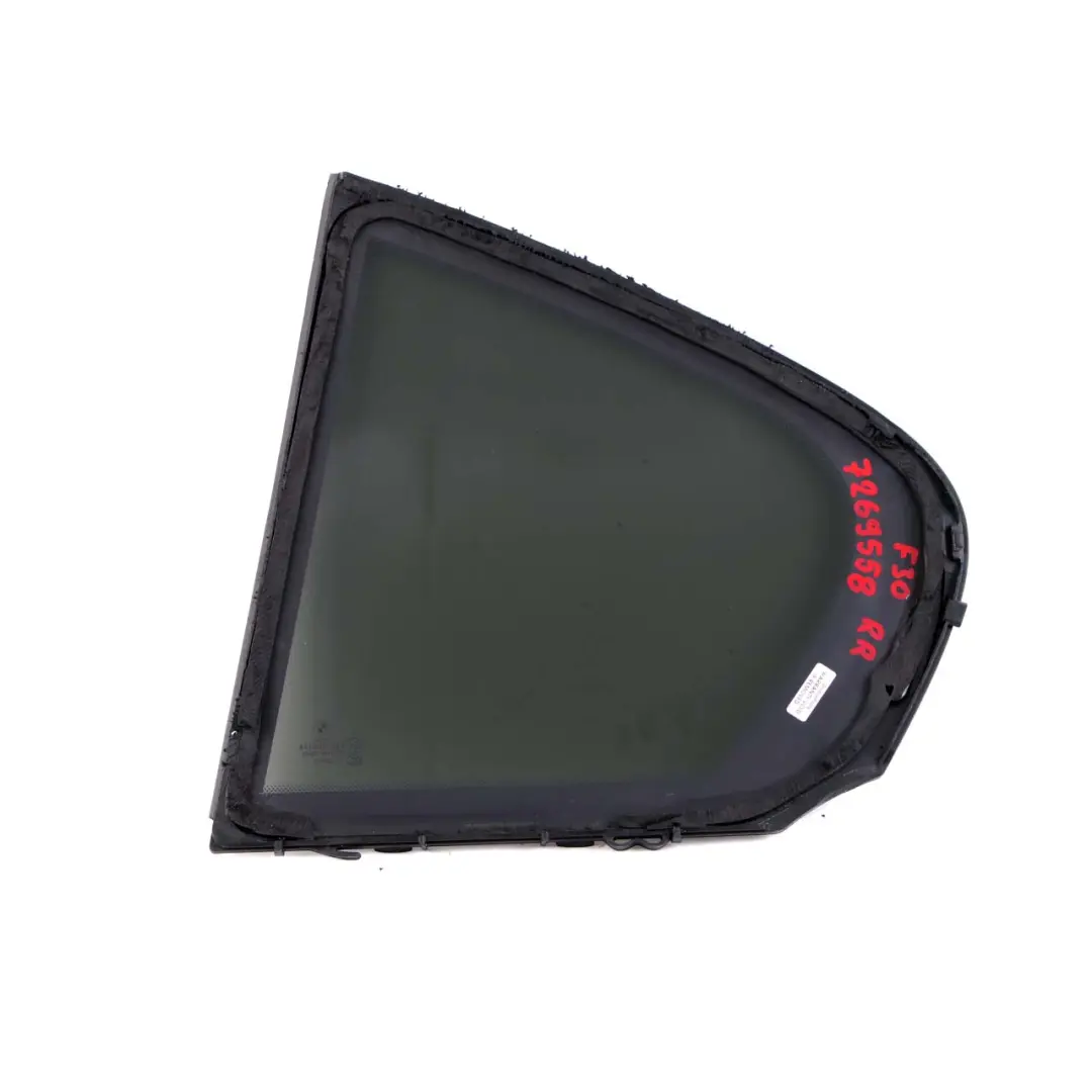 Puerta Ventana Lateral Fija Panel Vidrio Negro SSG Trasero Derecho AS3 para BMW F30 con número de pieza 7269558 BMW F30 Puerta Ventana Lateral Fija Panel Vidrio Negro SSG Trasero Derecho AS3 - SKU 7269558 - Número de pieza 7269558