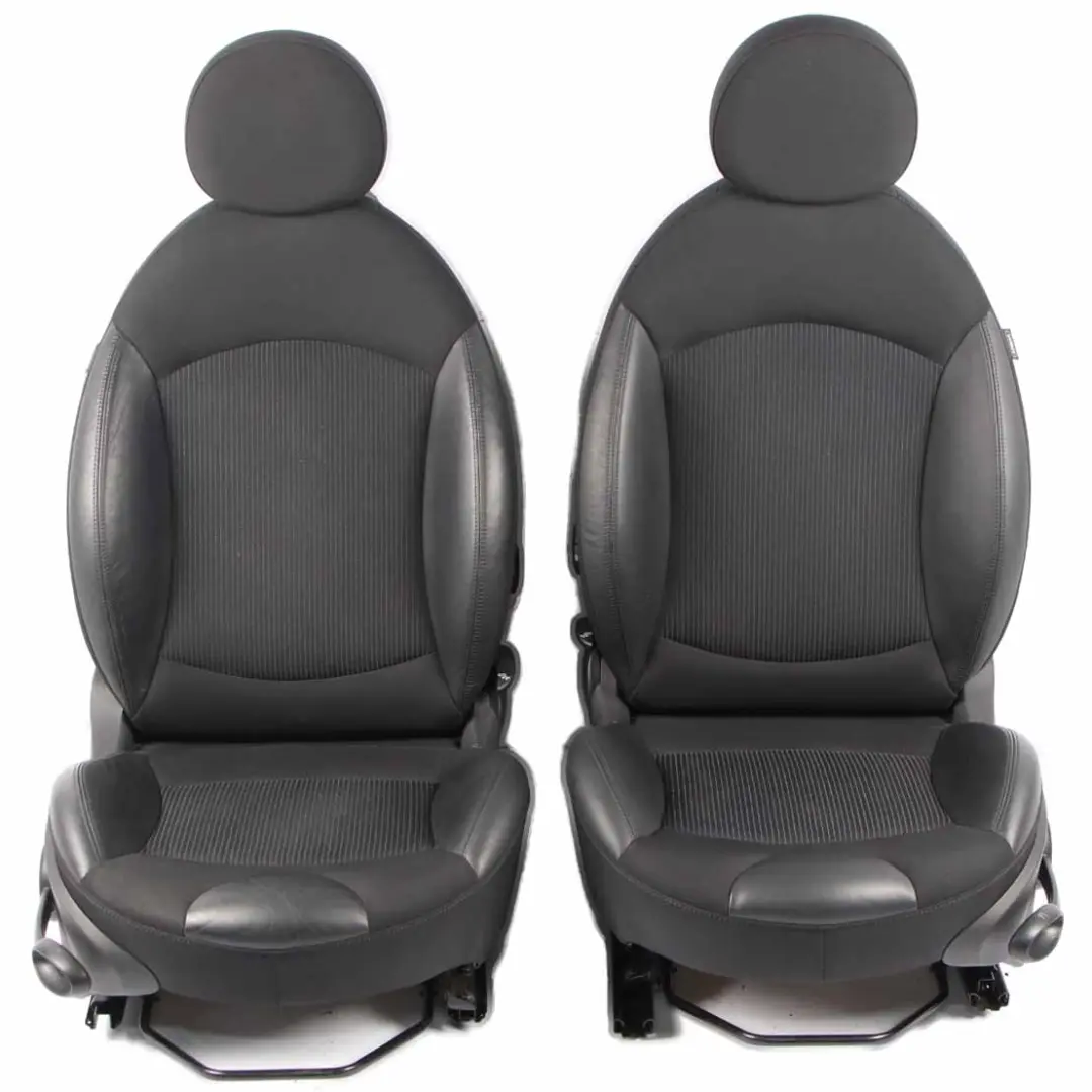 Seats Mini R56 R57 LCI Front Heated Sport Black Leather Cloth Interior Seat Set to with Part number 7270270 Seats Mini R56 R57 LCI Front Heated Sport Black Leather Cloth Interior Seat Set - SKU 7270270-2 - Part number 7270270
