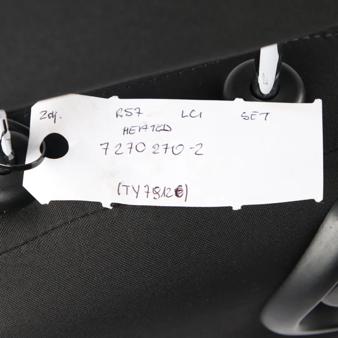 Seats Mini R56 R57 LCI Front Heated Sport Black Leather Cloth Interior Seat Set to with Part number 7270270 Seats Mini R56 R57 LCI Front Heated Sport Black Leather Cloth Interior Seat Set - SKU 7270270-2 - Part number 7270270