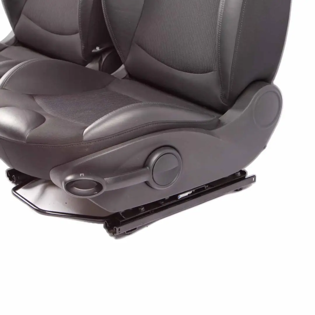 Seats Mini R56 R57 LCI Front Heated Sport Black Leather Cloth Interior Seat Set to with Part number 7270270 Seats Mini R56 R57 LCI Front Heated Sport Black Leather Cloth Interior Seat Set - SKU 7270270-2 - Part number 7270270