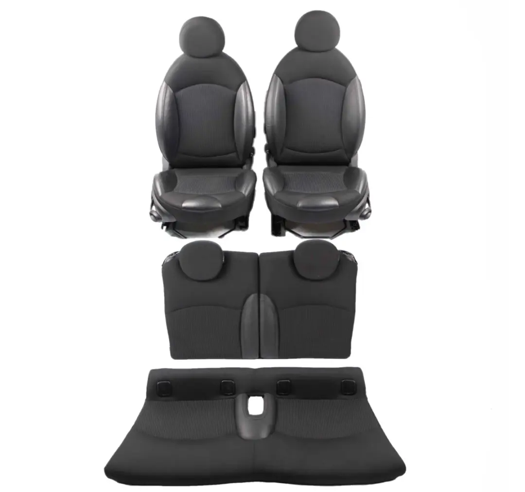  Seats Mini R57 LCI Cabrio Heated Sport Black Leather Cloth Interior Seat Set - SKU 7270270-3 - Part number 7270270