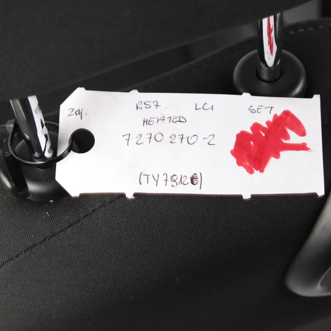 Seats Mini R57 LCI Cabrio Heated Sport Black Leather Cloth Interior Seat Set to with Part number 7270270 Seats Mini R57 LCI Cabrio Heated Sport Black Leather Cloth Interior Seat Set - SKU 7270270-3 - Part number 7270270