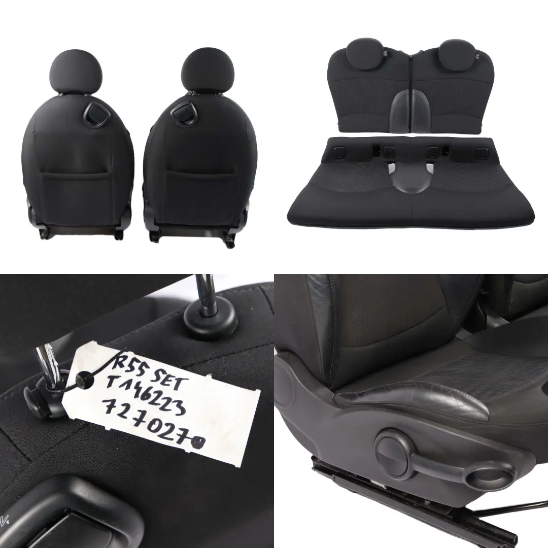 Seats Mini Clubman R55 LCI Cooper Sport Black Leather / Cloth Interior Seat Set to with Part number 7270270 Seats Mini Clubman R55 LCI Cooper Sport Black Leather / Cloth Interior Seat Set - SKU 7270270 - Part number 7270270
