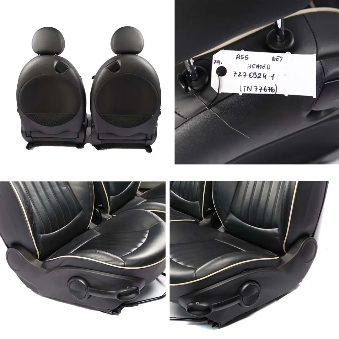  Leather Seats Mini R55 Cooper One Sports Heated Black Full Lounge Interior - SKU R55-SEATS-SPORT-LEATHER-SET-T9E1 - Part number 7270324