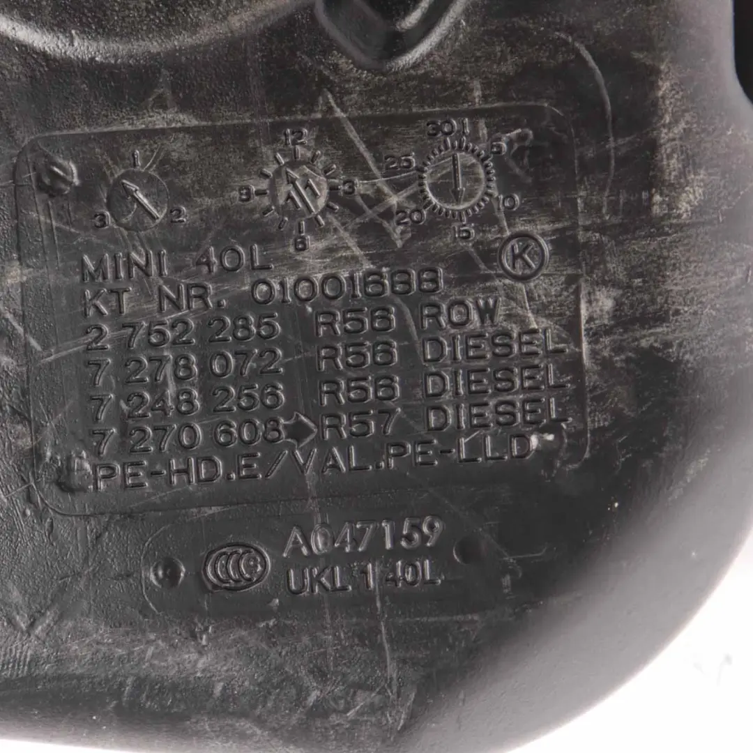 Bare Fuel Tank 40L N47N to Fuel Tank Mini Cooper D R57 LCI R58 R59 Diesel with Part number 7270607 Fuel Tank Mini Cooper D R57 LCI R58 R59 Diesel Bare Fuel Tank 40L N47N - SKU 7270607-1 - Part number 7270607