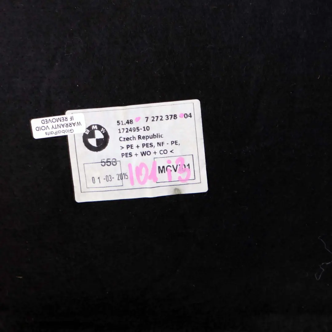 Floor Sound Insulation Cover Panel Black to BMW i3 I01 Rear with Part number 7272378 BMW i3 I01 Rear Floor Sound Insulation Cover Panel Black - SKU 7272378 - Part number 7272378