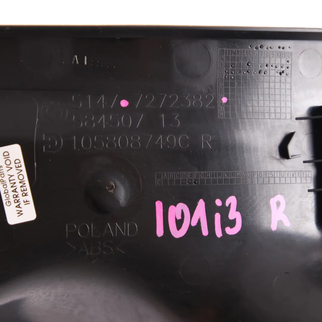 BMW i3 I01Garniture du siège arrière Panneau droit Couvercle du fond Entrée - SKU 7272382 - Numéro de pièce 7272382