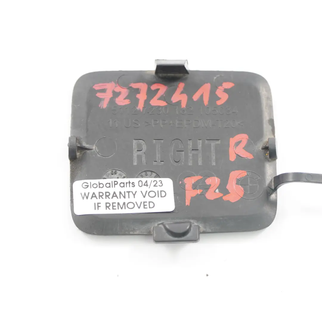 BMW X3 F25 Arrière Pare chocs Rabat remorquage Apprêt Couvercle Droit 7230182 - SKU 7272415 - Numéro de pièce 7272415