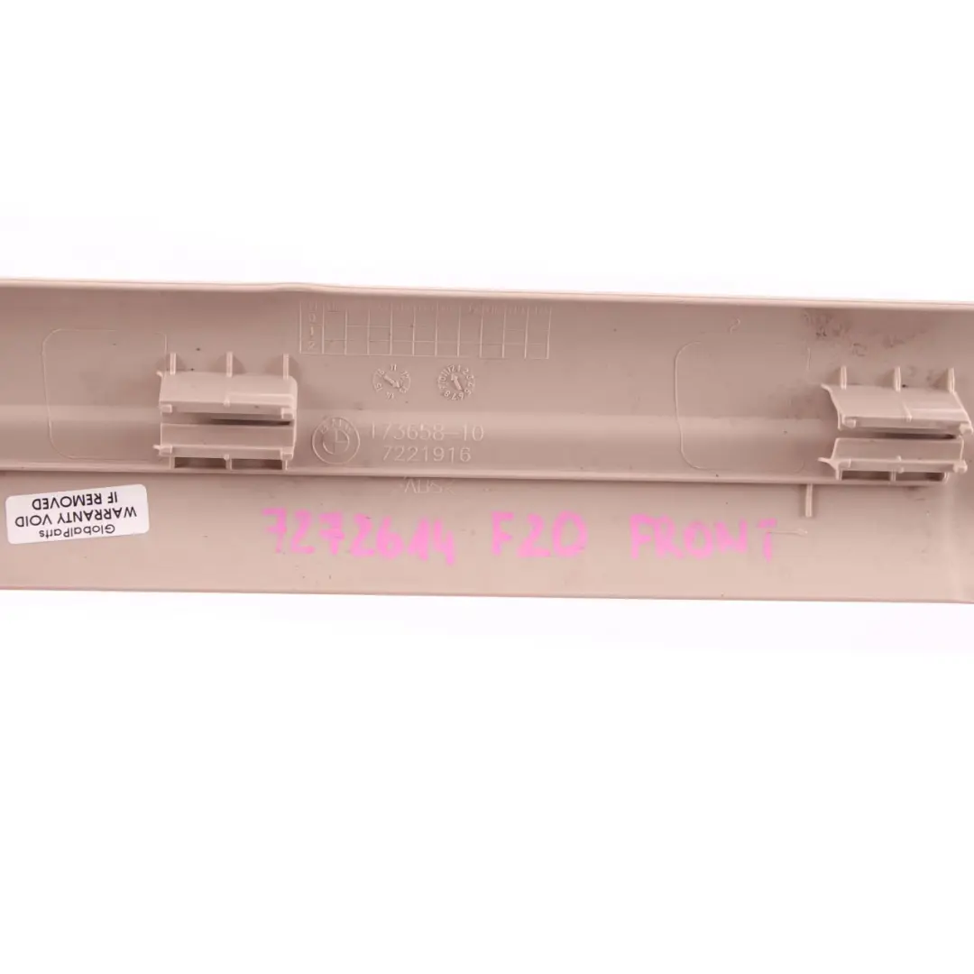 Copertura Trim Ingresso Anteriore Sinistra Destra Striscia Oyster per BMW F20 con numero di parte 7272614 BMW F20 Copertura Trim Ingresso Anteriore Sinistra Destra Striscia Oyster - SKU 7272614 - Numero di parte 7272614