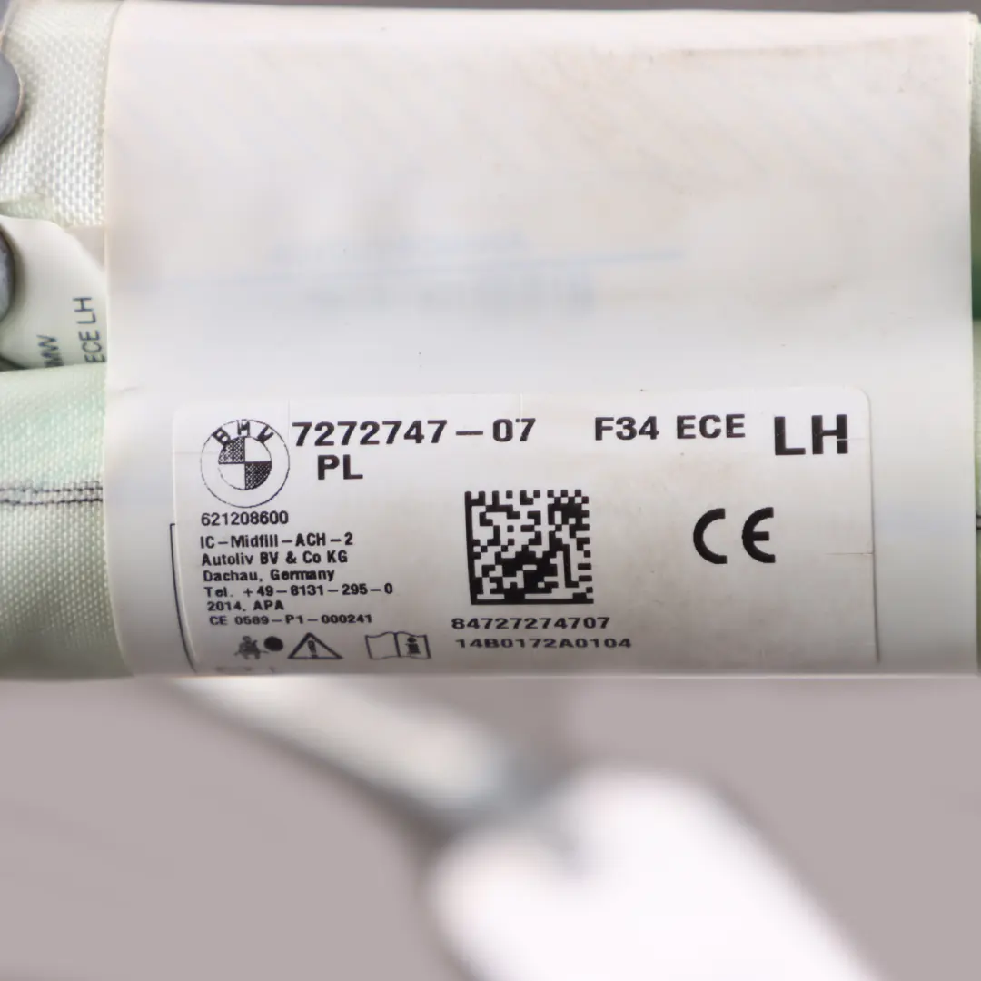 Roof Curtain Head Air Module Left N/S Safety Module to BMW F34 GT with Part number 7272747 BMW F34 GT Roof Curtain Head Air Module Left N/S Safety Module - SKU 7272747 - Part number 7272747