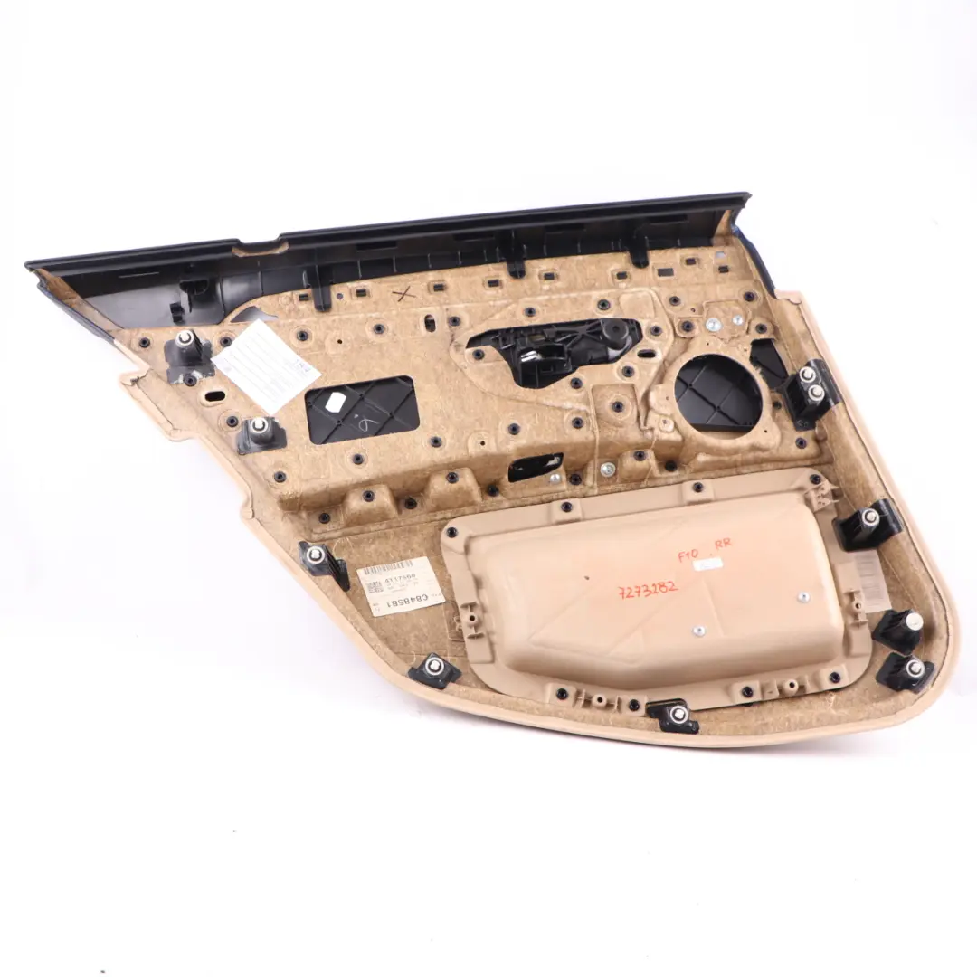 Door Card Rear Right O/S Lining Panel Leather Beige to BMW F10 F11 with Part number 7273282 BMW F10 F11 Door Card Rear Right O/S Lining Panel Leather Beige - SKU 7273282 - Part number 7273282