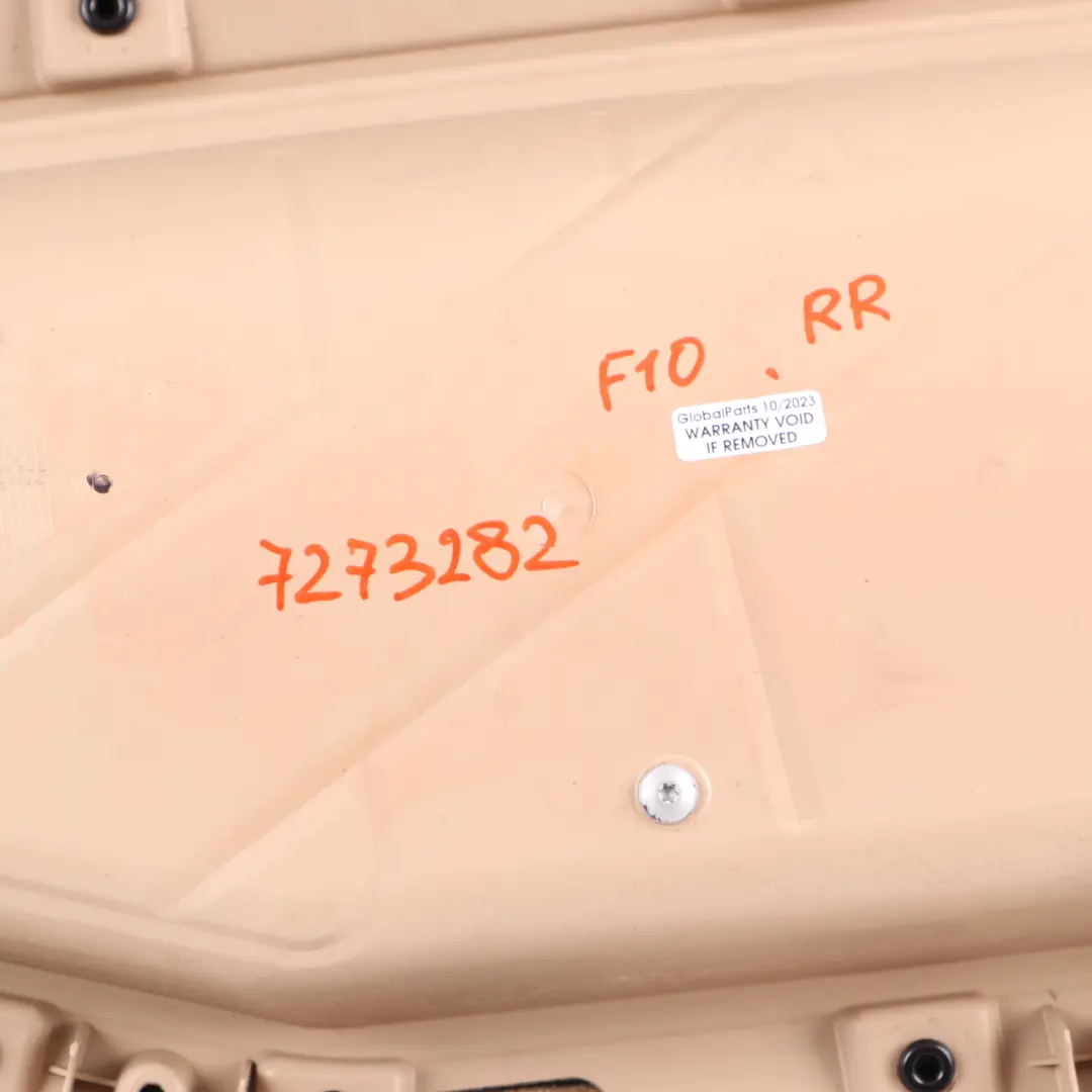 Door Card Rear Right O/S Lining Panel Leather Beige to BMW F10 F11 with Part number 7273282 BMW F10 F11 Door Card Rear Right O/S Lining Panel Leather Beige - SKU 7273282 - Part number 7273282