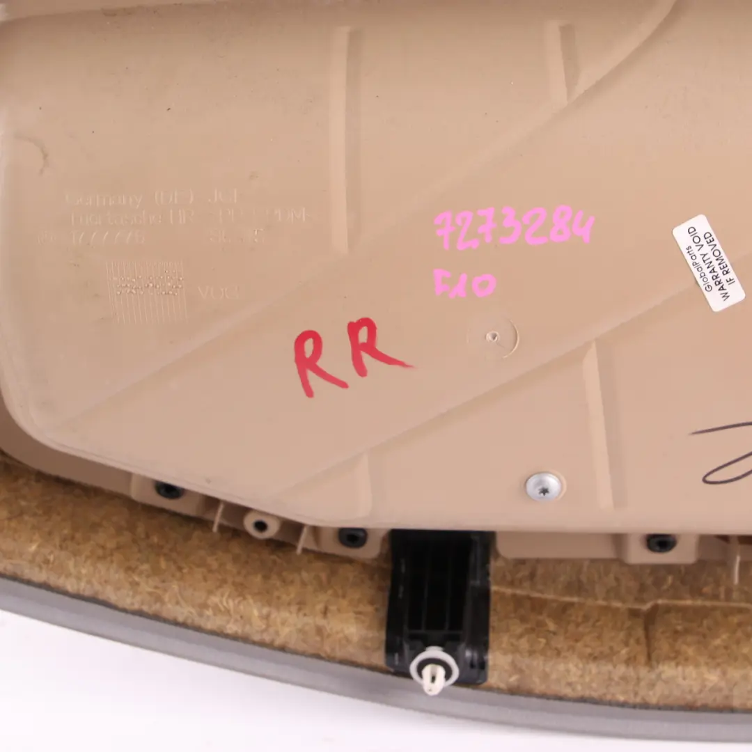 Door Card Rear Right O/S Lining Panel Leather Everest Grey to BMW F10 F11 with Part number 7273284 BMW F10 F11 Door Card Rear Right O/S Lining Panel Leather Everest Grey - SKU 7273284 - Part number 7273284