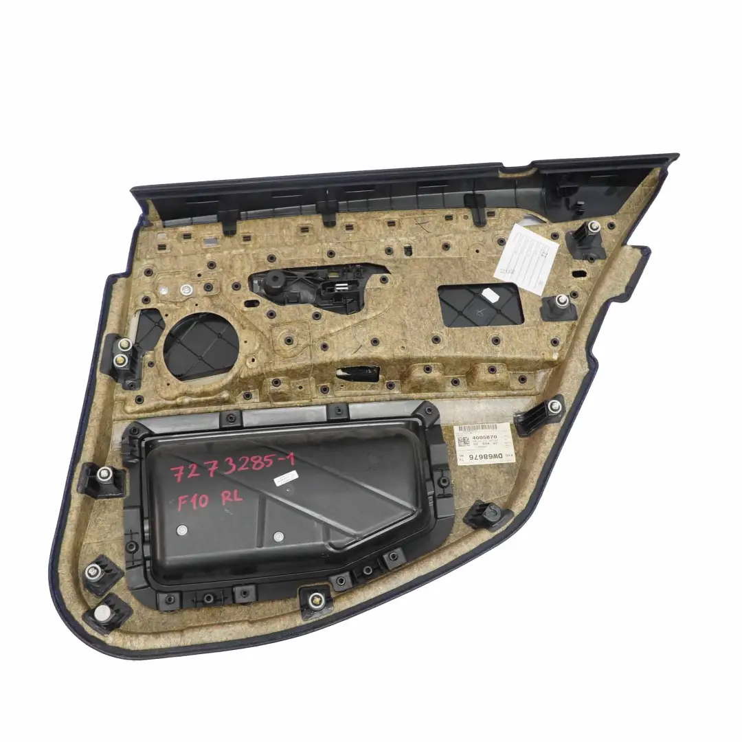 Door Card Rear Left N/S Lining Panel Leather Oyster to BMW F10 F11 with Part number 7273285 BMW F10 F11 Door Card Rear Left N/S Lining Panel Leather Oyster - SKU 7273285-1 - Part number 7273285