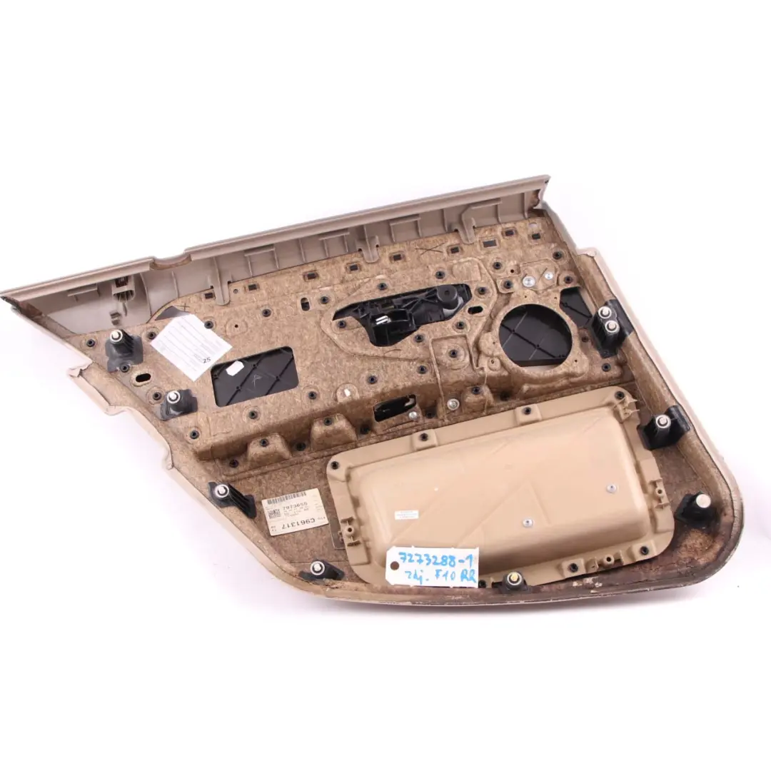 Door Card Rear Right O/S Lining Panel Leather Dakota Oyster to BMW F10 F11 with Part number 7273288 BMW F10 F11 Door Card Rear Right O/S Lining Panel Leather Dakota Oyster - SKU 7273288-1 - Part number 7273288