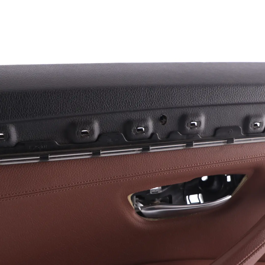Door Card Rear Left N/S Lining Panel Leather Cinnamon Brown to BMW F10 F11 with Part number 7273289 BMW F10 F11 Door Card Rear Left N/S Lining Panel Leather Cinnamon Brown - SKU 7273289 - Part number 7273289
