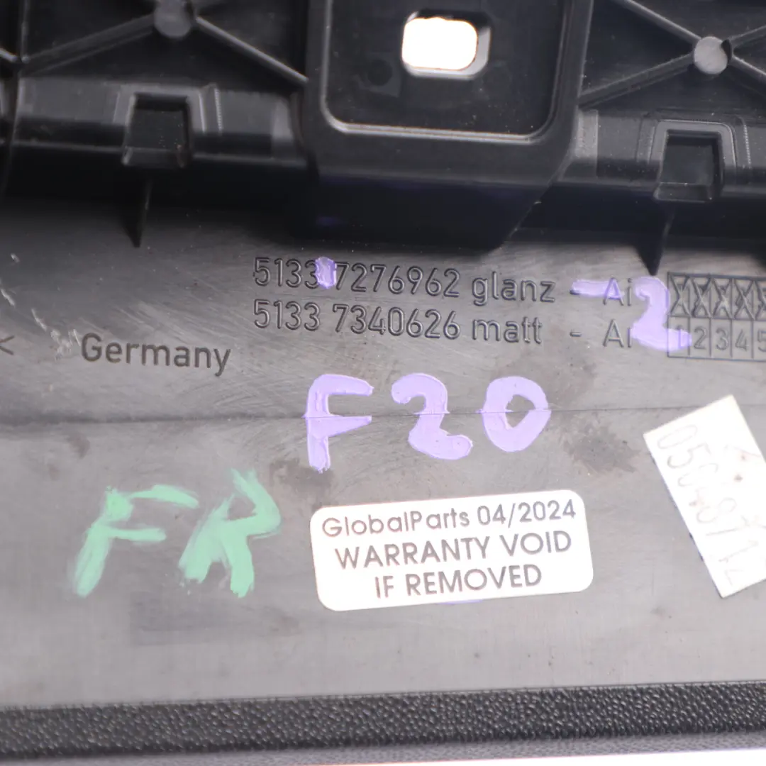 Ventana B-Pilar Recubrimiento Delantera Derecha Negro Brillante para BMW F20 Marco con número de pieza 7276962 BMW F20 Marco Ventana B-Pilar Recubrimiento Delantera Derecha Negro Brillante - SKU 7276962-2 - Número de pieza 7276962