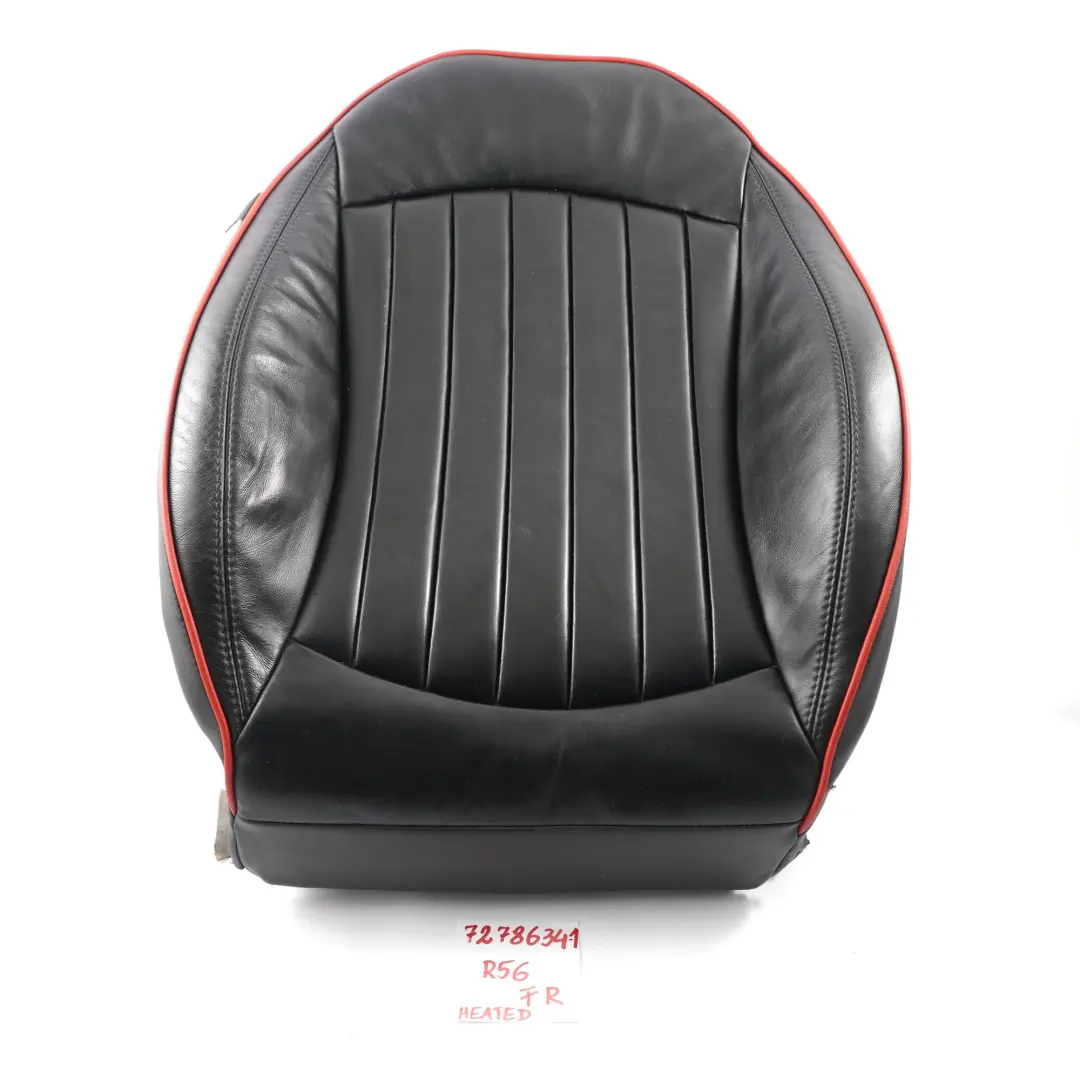 Schienale riscaldato anteriore destro JCW Sport Cover Pelle Nero per Mini R56 R57 con numero di parte 7278634 Mini R56 R57 Schienale riscaldato anteriore destro JCW Sport Cover Pelle Nero - SKU 7278634-1 - Numero di parte 7278634