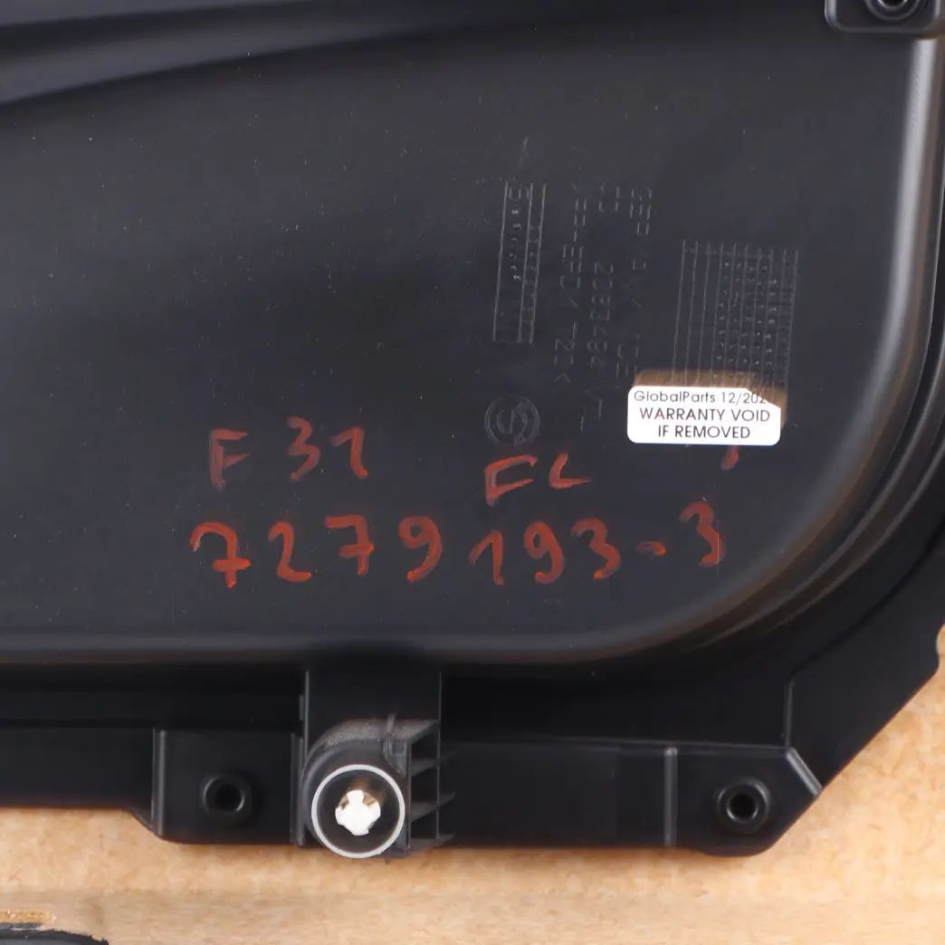BMW F30 F31 Door Card Front Left N/S Door Lining Panel Cover Black Leather - SKU 7279193-3 - Part number 7279193