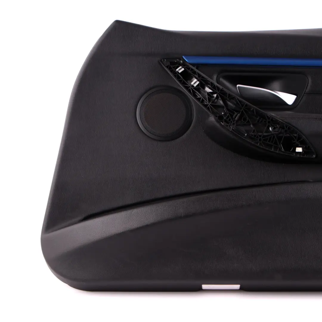 BMW 3 F30 F31 Porta anteriore destra Fodera pannello pelle nera striscia blu - SKU 7279194-1 - Numero di parte 7279194